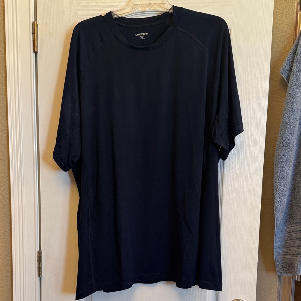 Men's Land’s End Navy 4XLT Short Sleeve Rash Guard/ Swim Shirt